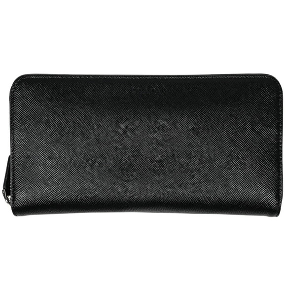 Prada zip long Wallet bill coin black leather - Picture 1 of 7